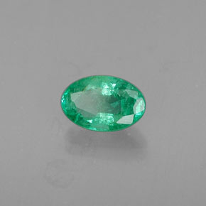 0.42 ct Green Emerald Stone, Natural Emerald in Oval Facet Shape for Sale