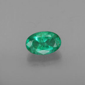 0.49 ct Green Emerald Gemstone, Emerald Gem in Oval Facet Shape for Sale.