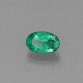 0.49 ct Green Emerald Stone, Natural Emerald in Oval Facet Shape for Sale