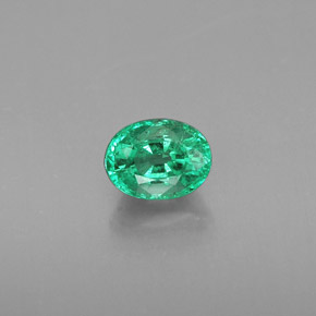 0.48 ct Green Emerald Gemstone, Emerald Gem in Oval Facet Shape for Sale.