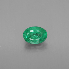 0.39 ct Green Emerald Gemstone, Emerald Gem in Oval Facet Shape for Sale.