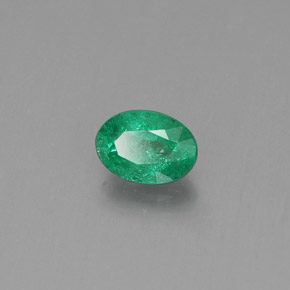 0.39 ct Green Emerald Stone, Natural Emerald in Oval Facet Shape for Sale