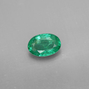 0.34 ct Green Emerald Gemstone, Emerald Gem in Oval Facet Shape for Sale.