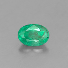 0.41 ct Green Emerald Gemstone, Emerald Gem in Oval Facet Shape for Sale.