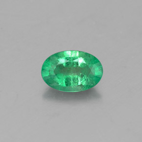 0.38 ct Green Emerald Gemstone, Emerald Gem in Oval Facet Shape for Sale.