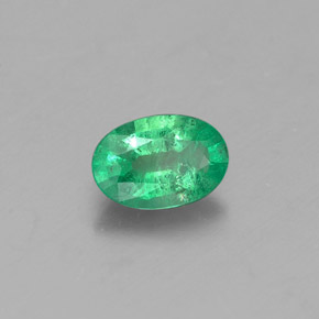 0.38 ct Green Emerald Stone, Natural Emerald in Oval Facet Shape for Sale