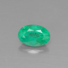 0.42 ct Green Emerald Gemstone, Emerald Gem in Oval Facet Shape for Sale.