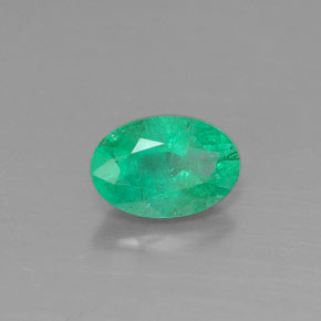 0.42 ct Green Emerald Stone, Natural Emerald in Oval Facet Shape for Sale