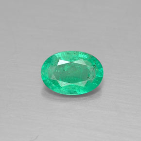 0.31 ct Green Emerald Gemstone, Emerald Gem in Oval Facet Shape for Sale.