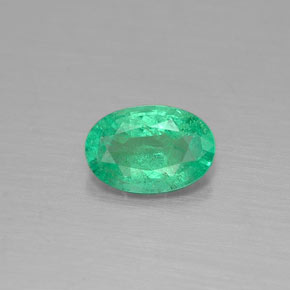 0.33 ct Green Emerald Gemstone, Emerald Gem in Oval Facet Shape for Sale.
