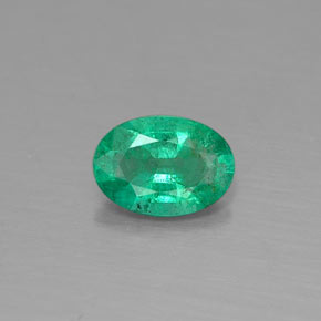 0.31 ct Green Emerald Gemstone, Emerald Gem in Oval Facet Shape for Sale.