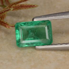 0.70 ct Green Emerald Gemstone, Emerald Gem in Octagon Step Cut Shape for Sale.