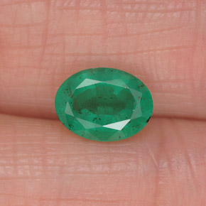 1.17 ct Green Emerald Gemstone, Emerald Gem in Oval Facet Shape for Sale.