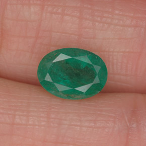 1.27 ct Green Emerald Gemstone, Emerald Gem in Oval Facet Shape for Sale.