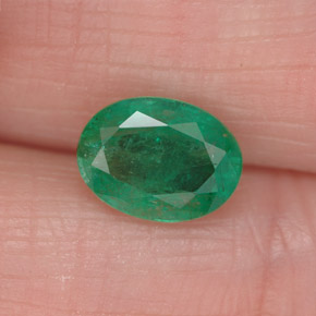 1.26 ct Green Emerald Gemstone, Emerald Gem in Oval Facet Shape for Sale.