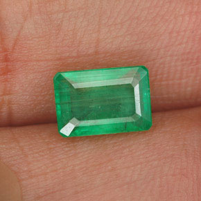 1.29 ct Green Emerald Gemstone, Emerald Gem in Octagon Facet Shape for Sale.