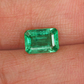 0.73 ct Green Emerald Gemstone, Emerald Gem in Octagon Facet Shape for Sale.