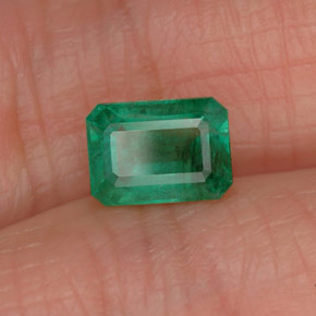 0.96 ct Green Emerald Stone, Natural Emerald in Octagon Facet Shape for Sale