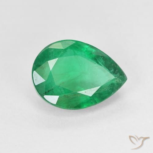 2.53 ct Green Emerald Stone, Natural Emerald in Pear Facet Shape for Sale