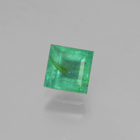 0.72 ct Green Emerald Gemstone, Emerald Gem in Square Facet Shape for Sale.