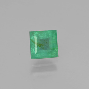 0.72 ct Green Emerald Stone, Natural Emerald in Square Facet Shape for Sale