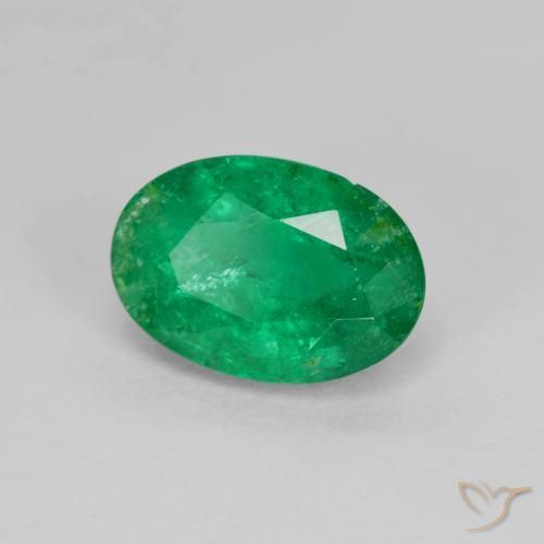 1.68 ct Green Emerald Stone, Natural Emerald in Oval Facet Shape for Sale