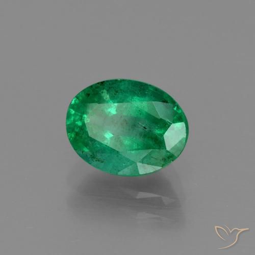 1.55 ct Green Emerald Stone, Natural Emerald in Oval Facet Shape for Sale