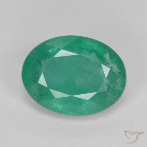 Esmeralda Verde Ovalada de 8 x 6,1mm de Zambia, peso de 1.14 ct, piedra preciosa natural Aceitado en si-i1 Clarity, Esmeralda Forma ovalada de 1 pieza - Color: Verde azulado, dureza Mohs de 7.5 - 8 Adecuado para joyas de uso diario, Piedra del amor exitoso, Photo A