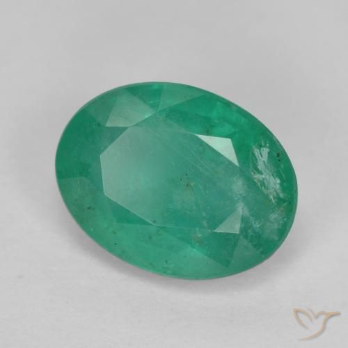 1.14 ct Green Emerald Stone, Natural Emerald in Oval Facet Shape for Sale