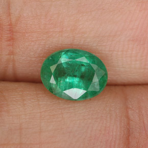 1.32 ct Green Emerald Gemstone, Emerald Gem in Oval Facet Shape for Sale.