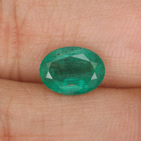 1.14 ct Green Emerald Gemstone, Emerald Gem in Oval Facet Shape for Sale.