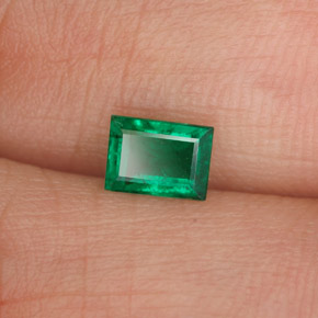 0.41 ct Green Emerald Stone, Natural Emerald in Baguette Facet Shape for Sale