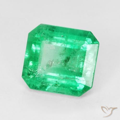 2.96 ct Green Emerald Stone, Natural Emerald in Octagon Step Cut Shape for Sale