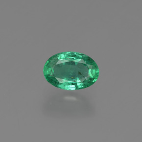 0.78 ct Green Emerald Gemstone, Emerald Gem in Oval Facet Shape for Sale.