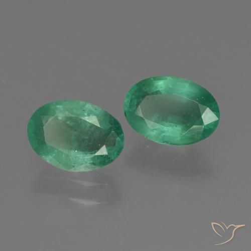 1.37 ctw Green Emerald Stones, Natural Emerald in Oval Facet Shape for Sale