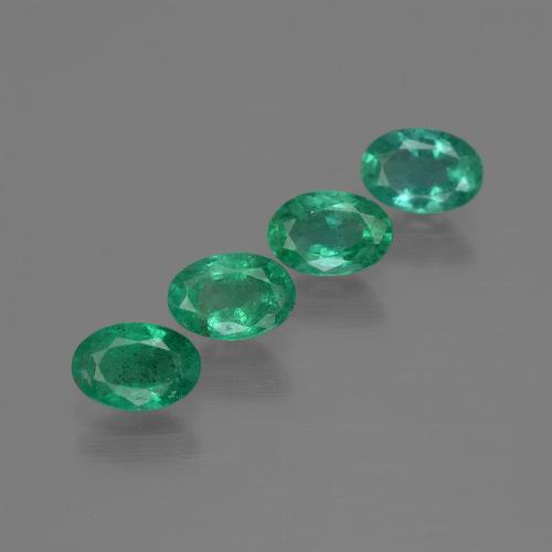 4pc Oval Facet Green Emerald Lot from Zambia - Weight 1.97ct total / avg. 0.49ct each, Size 6.2 x 4.2mm, Color: Cool Green, Mohs Hardness 7.5 - 8 suitable for daily wear jewelry, Unblocks Heart Chakra, Photo A