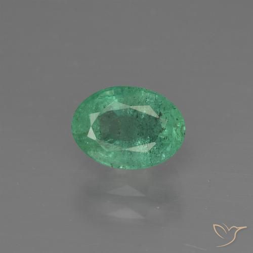 Esmeralda Verde Ovalada de 7,2 x 5,2mm de Zambia, peso de 0.95 ct, piedra preciosa natural Aceitado en si Clarity, Esmeralda Forma ovalada de 1 pieza - Color: Verde medio, dureza Mohs de 7.5 - 8 Adecuado para joyas de uso diario, Piedra del amor exitoso, Photo A