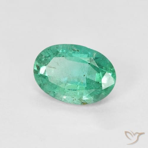 0.64 ct Green Emerald Stone, Natural Emerald in Oval Facet Shape for Sale