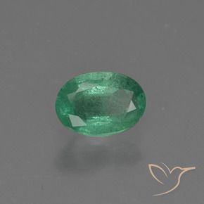 0.72 ct Green Emerald Stone, Natural Emerald in Oval Facet Shape for Sale