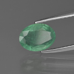 1.00 ct Green Emerald Stone, Natural Emerald in Oval Facet Shape for Sale
