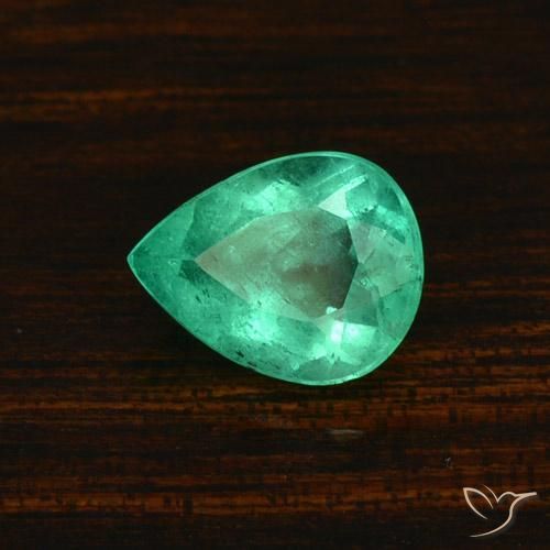 1.58 ct Green Emerald Stone, Natural Emerald in Pear Facet Shape for Sale