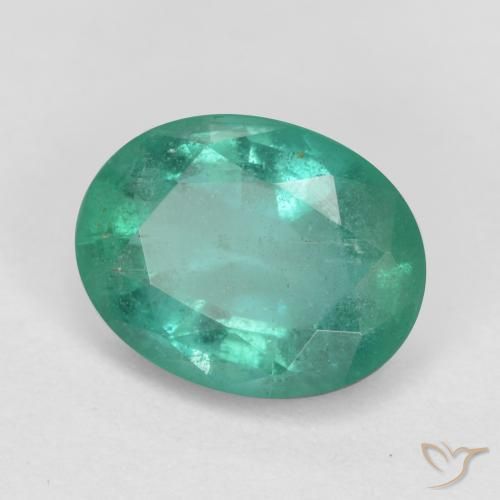 1.25 ct Green Emerald Stone, Natural Emerald in Oval Facet Shape for Sale