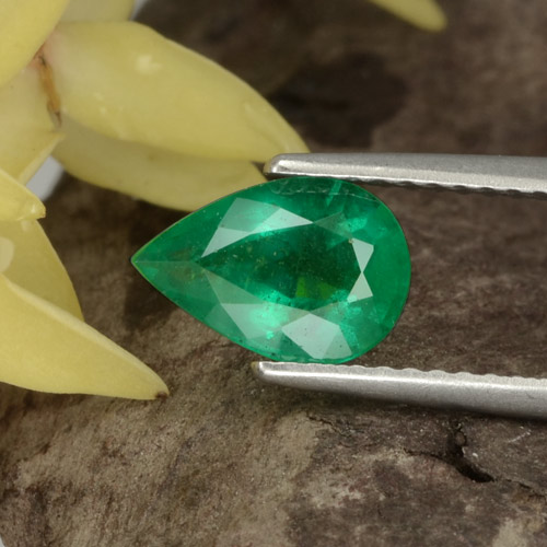 Medium Green Emerald Gem - 1.2ct Pear Facet (ID: 456070)