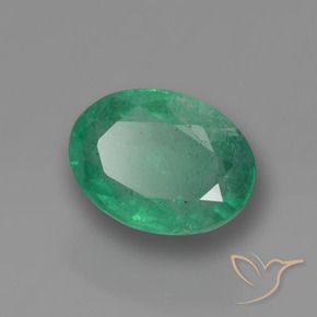 0.88 ct Green Emerald Stone, Natural Emerald in Oval Facet Shape for Sale
