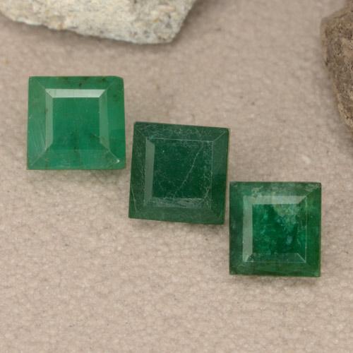 1.04 ctw Green Emerald Stones, Natural Emerald in Square Facet Shape for Sale