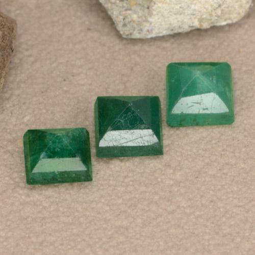 Emerald Gemstones in 3.8 x 3.7 mm Size for Sale, Emerald Stones in Medium Green Color