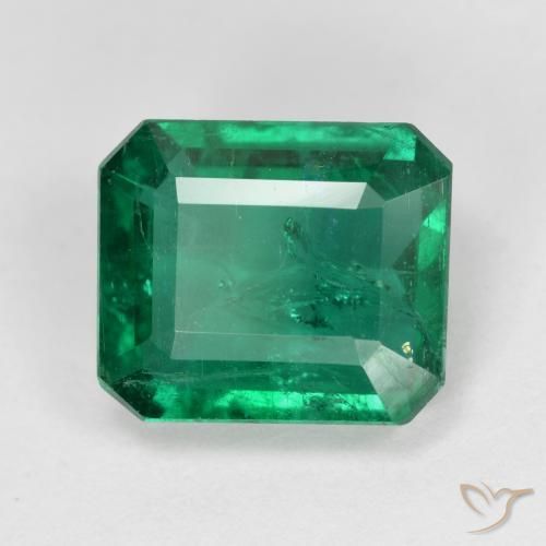 3.86 ct Green Emerald Stone, Natural Emerald in Octagon Step Cut Shape for Sale