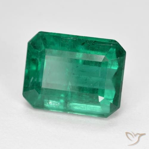 4.85 ct Green Emerald Stone, Natural Emerald in Octagon Step Cut Shape for Sale