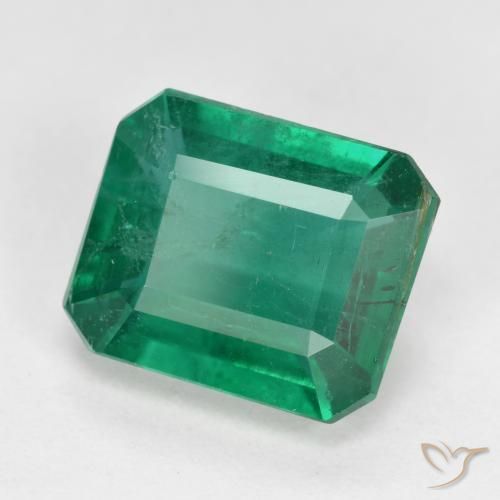 3.91 ct Green Emerald Stone, Natural Emerald in Octagon Step Cut Shape for Sale