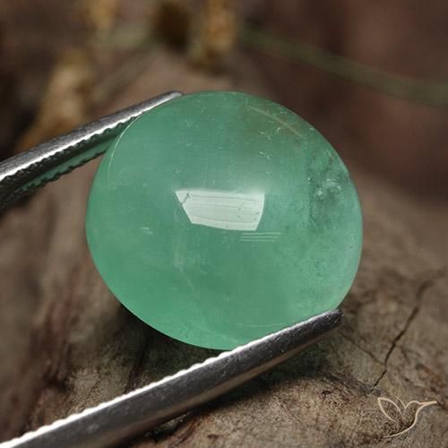 13.06 ct Green Emerald Stone, Natural Emerald in Round Cabochon Shape for Sale